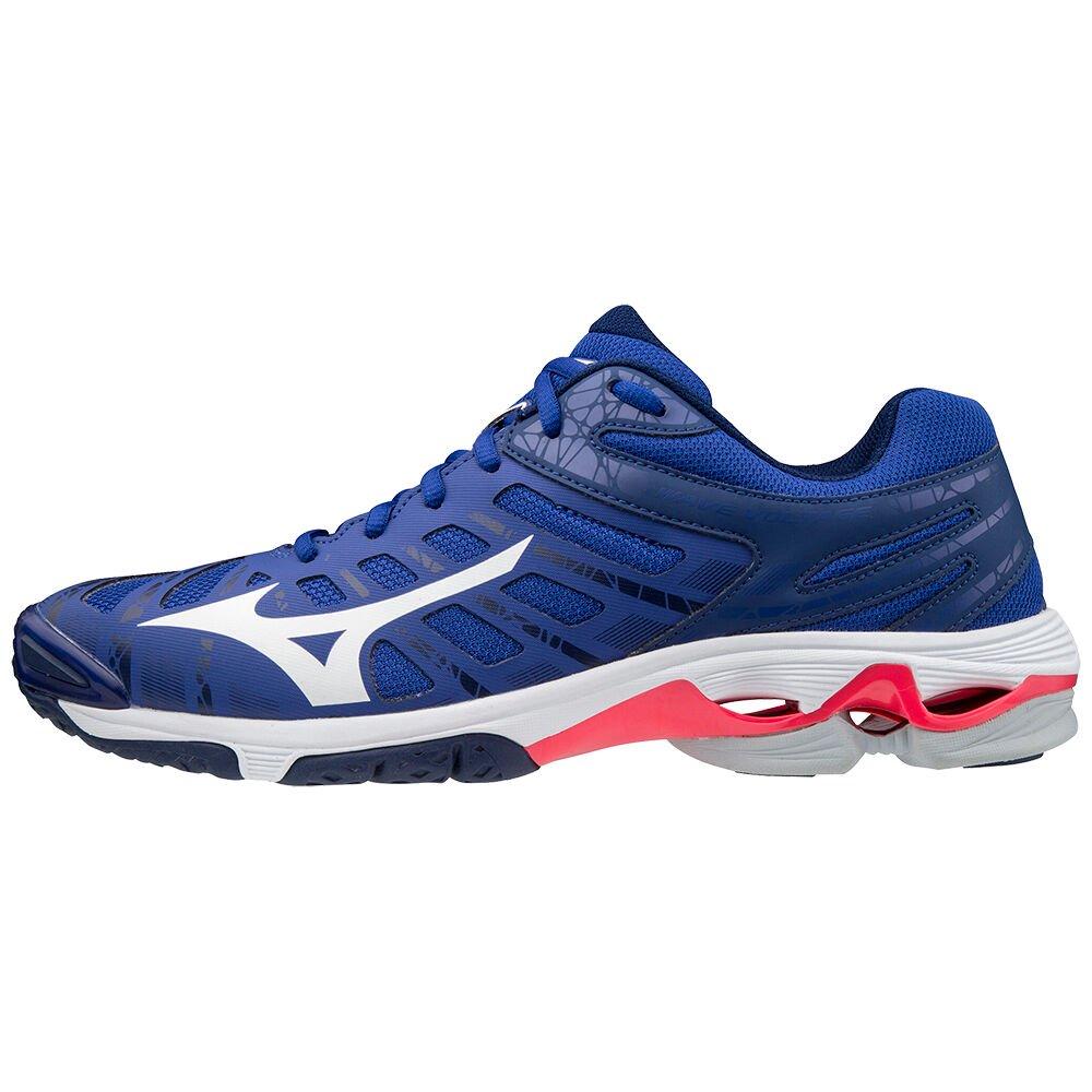 Men's Mizuno Volleyball Shoes Blue/White/Pink Wave Voltage Shoes - V1GA196020